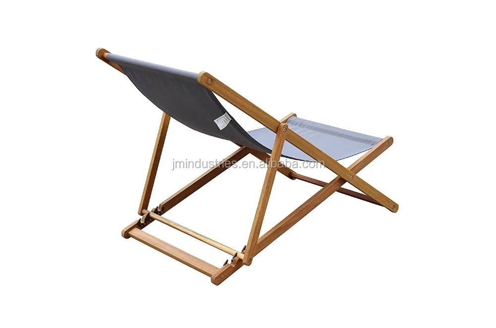 100% Garden Seating Solid Wooden Foldable Sling Beach Chair