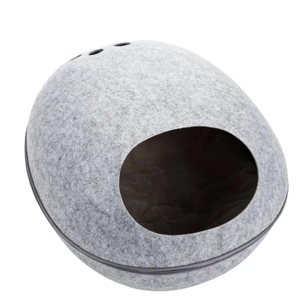 Wholesale Soft Cute Oval Pet Product&accessory Cat Warm Bed Smart Appearance Cat Litter Waterproof Felt Cat Nest Felt House