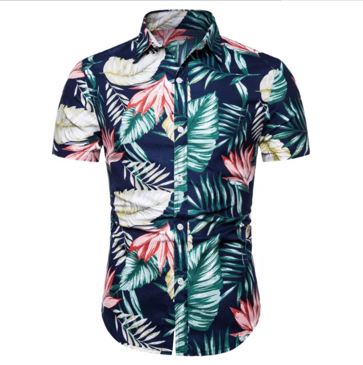 Wholesale Hawaiian High Quality Summer Beach Wear Short Sleeve Men Flower Shirt Men