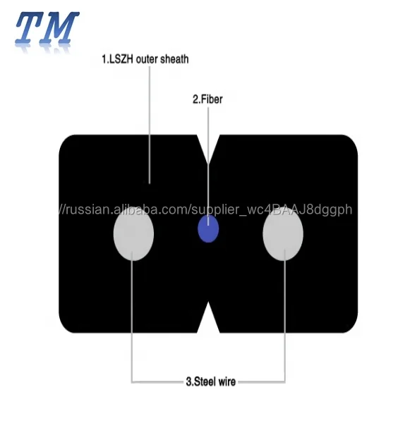 G625D single mode ftth cable 1 2 4 core ftth drop optical fiber cable