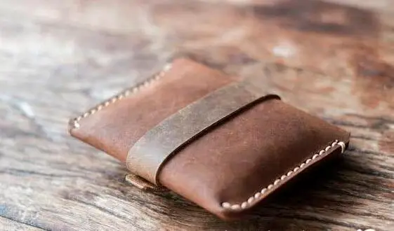 Slim Leather Business Card Case Holder for Men Original Custom Design Crazy Horse Leather Wallet