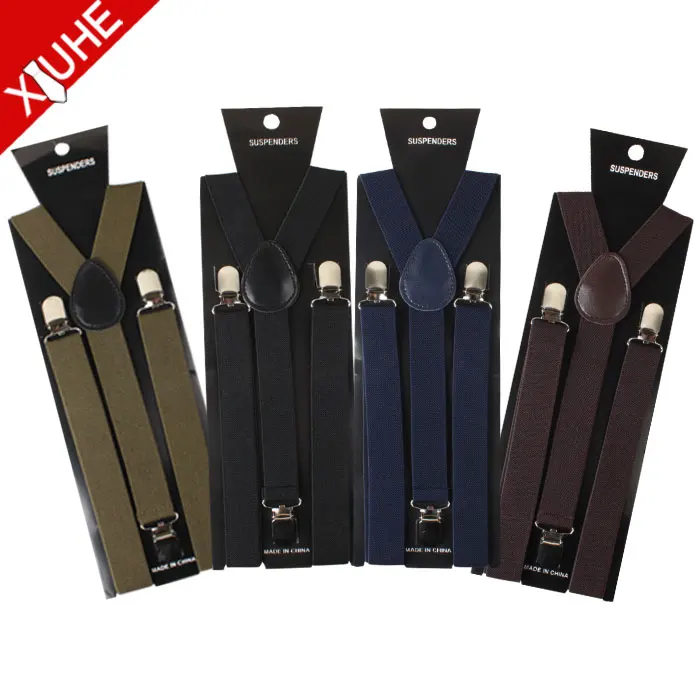 
Zhejiang Wholesale Custom Black Yellow Plain Cheap Boy Elastic 3 Clips Suspenders for Men  (60789817663)