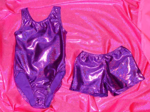 Трико с высоким вырезом, гимнастический трико и шорты, мерцающие