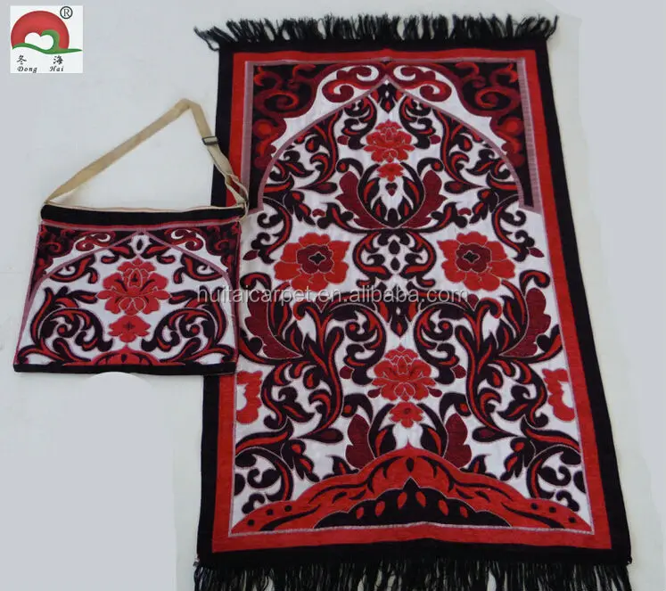 chenille muslim prayer rug with bag Muslim Prayer rugs BT-811