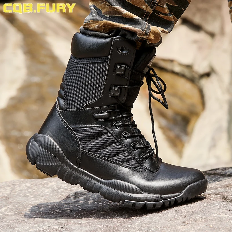 Genuine Leather Boot Black Tactical Boot For Men