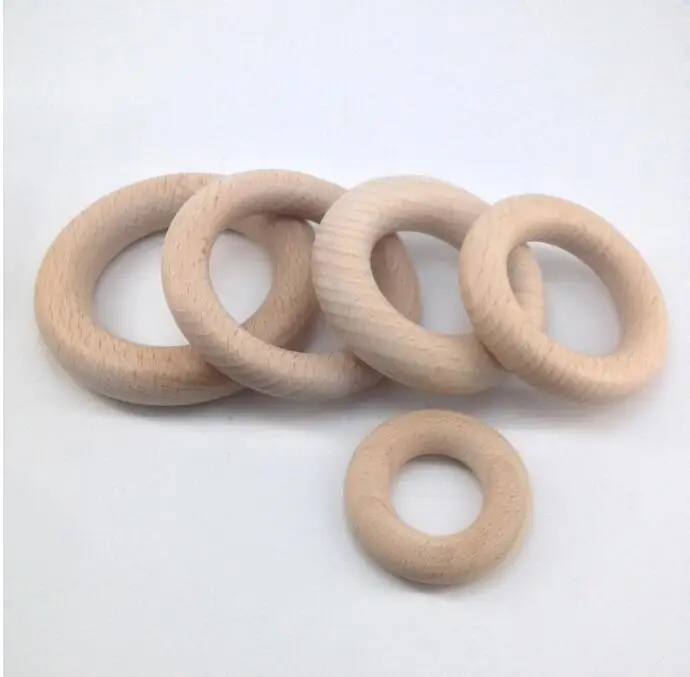 Premium beech Wooden Teething Ring Organic Teether rings different size Wood Teething Toy Wood Teething Ring