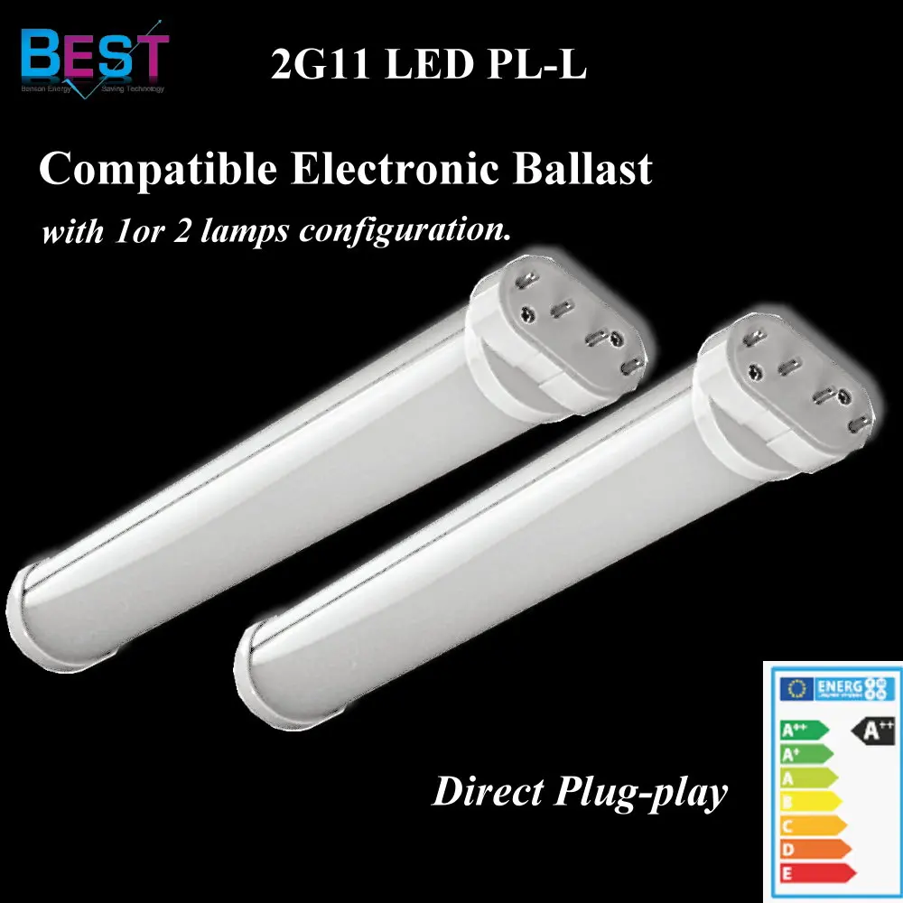 
BEST ECG ballast compatible LED 2G11 PL retrofit Lamp; direct replacement , plug in downlight 