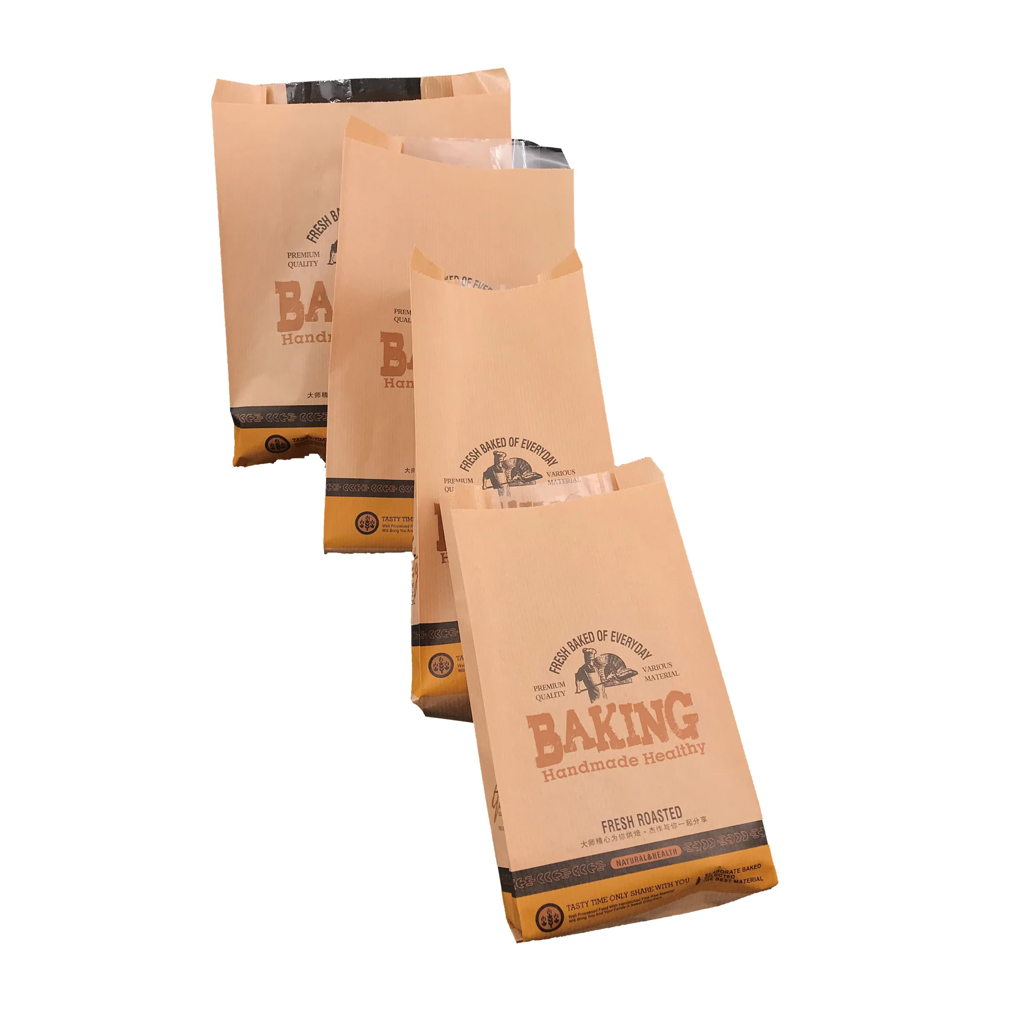 
Kraft Food Packaging Storage Bakery Bag with Front Window Bread Loaf 