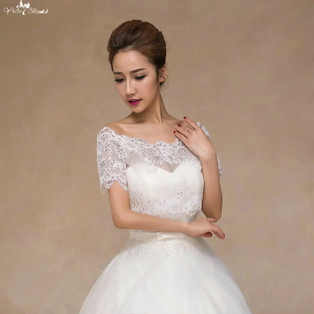 
LZP081 Sequin Fabric Off Shoulder Short Sleeve Bolero Jacket Wedding Bolero 