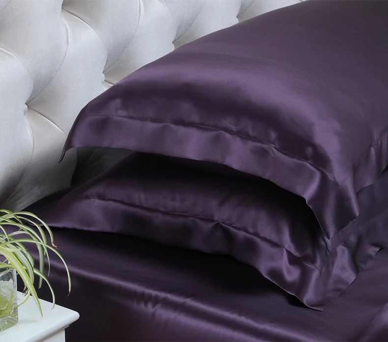 
Luxurious seamless queen size solid color purple pure silk bedding set / sheet sets 