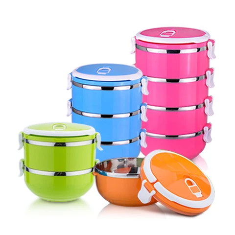 China Wholesale Websites Stainless Steel 304 Tiffin Box Portable Color Food Warmer Carrier