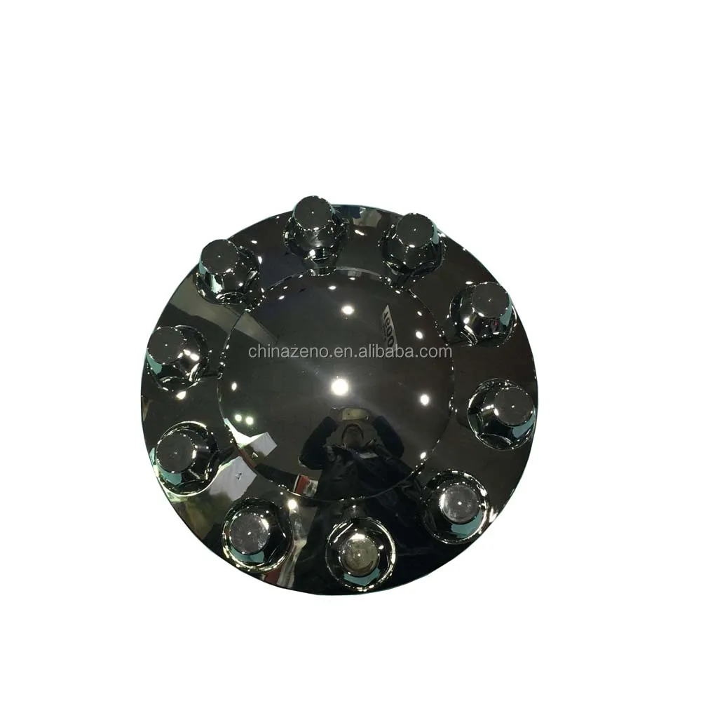 Chrome Plastic Semi Truck Front Wheel Axle Hub Covers / 33mm / Removable Caps