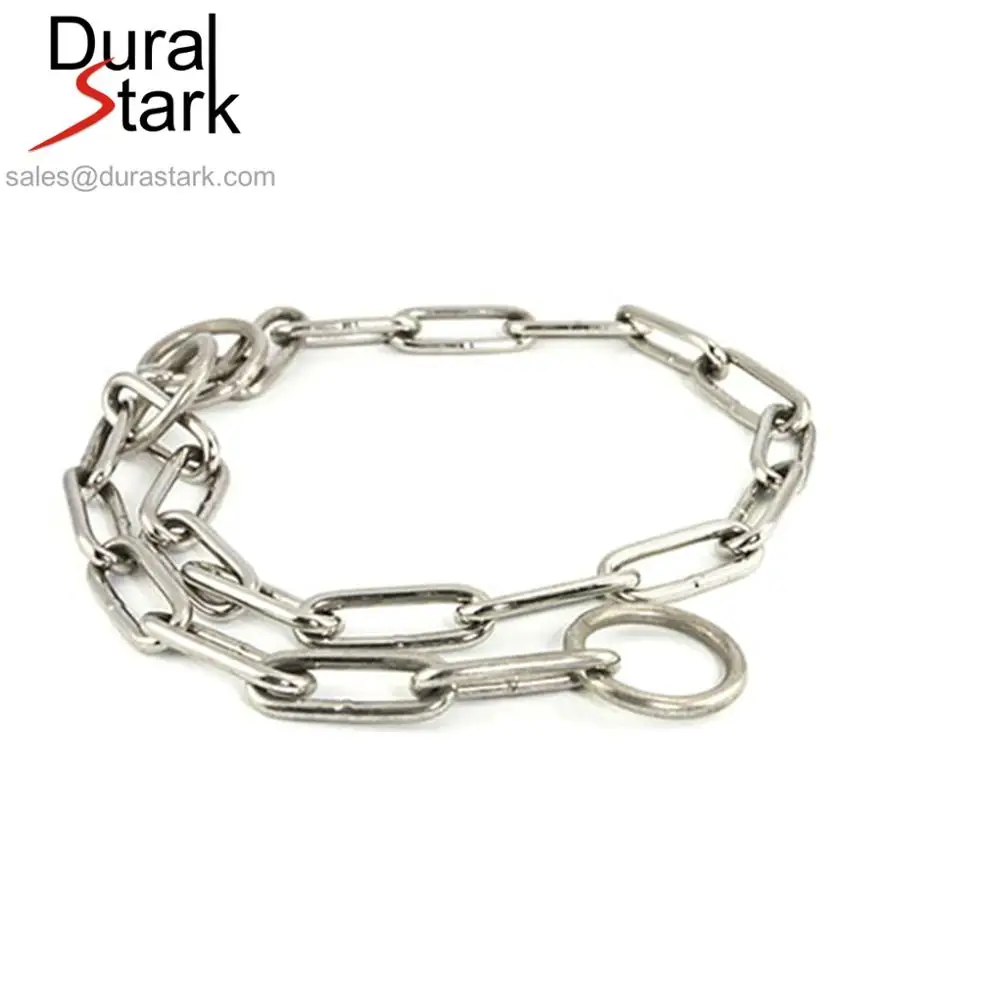 Stainless Steel or Chrome Plated Long Link Choke Chain Dog Fur Saving Collar