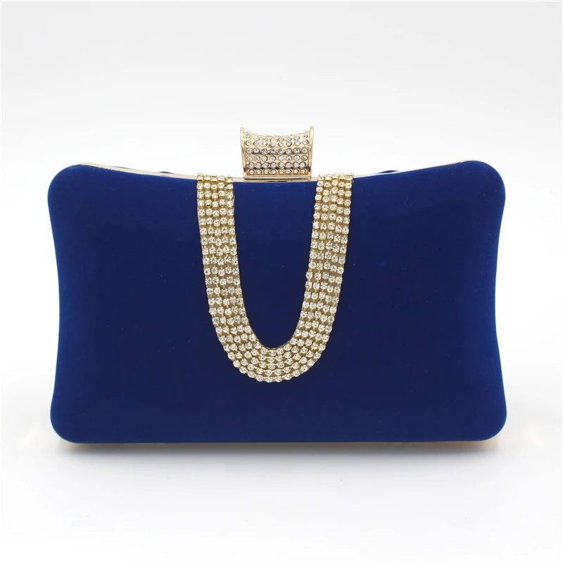 Factory direct wholesale brand new crystal box clutch bag comfortable hand feeling velour clutches classic evening bag for lady