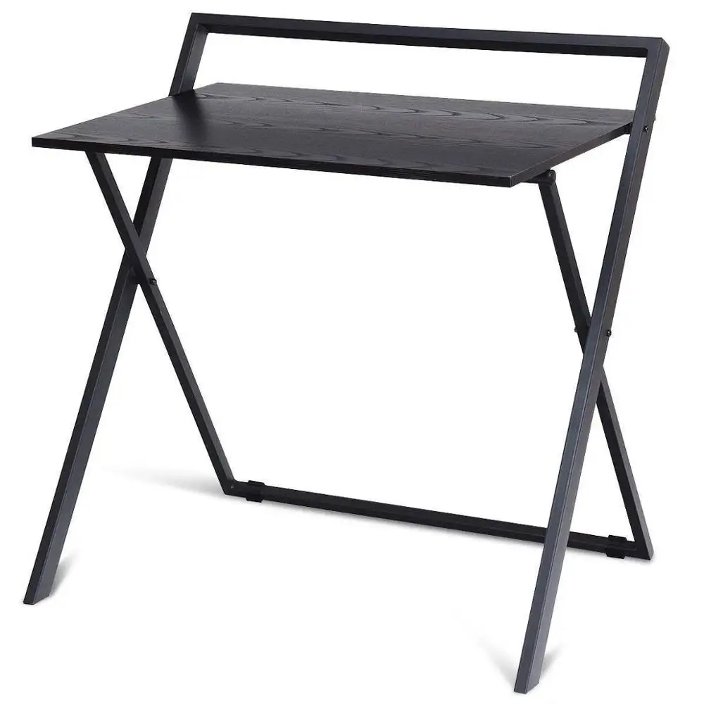 Folding Table Simple Metal Frame Computer Desk Modern Home Office Laptop PC Workstation Compact Study Writing Reading Table for