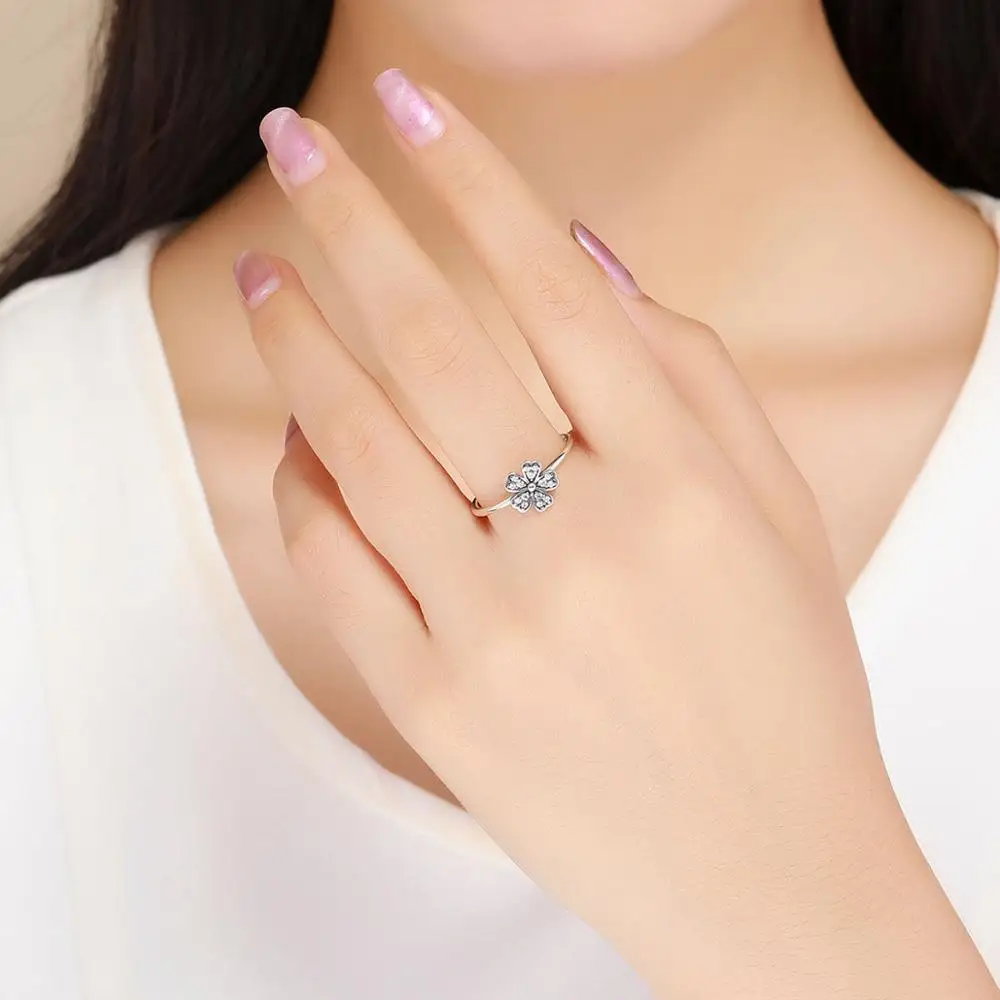 New s925 silver sterling silver ladies simple daisy flower ring Korean fashion couple ring SCR398