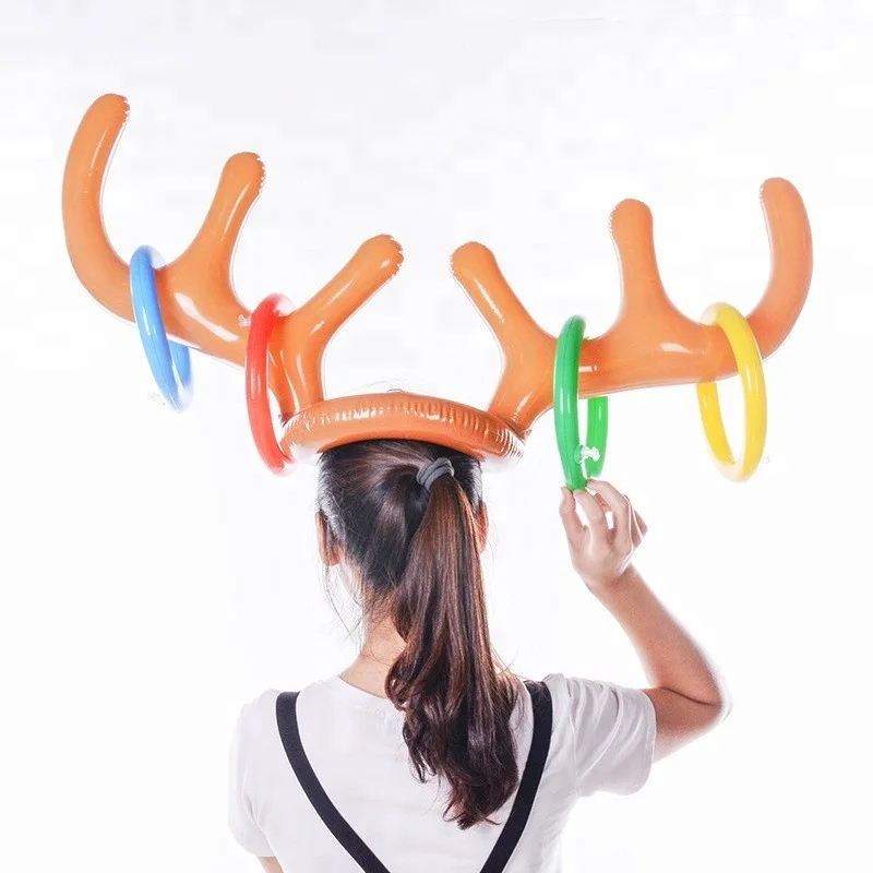 HOGE Inflatable hat Antler Shaped Ring Toss Christmas Holiday Party Game