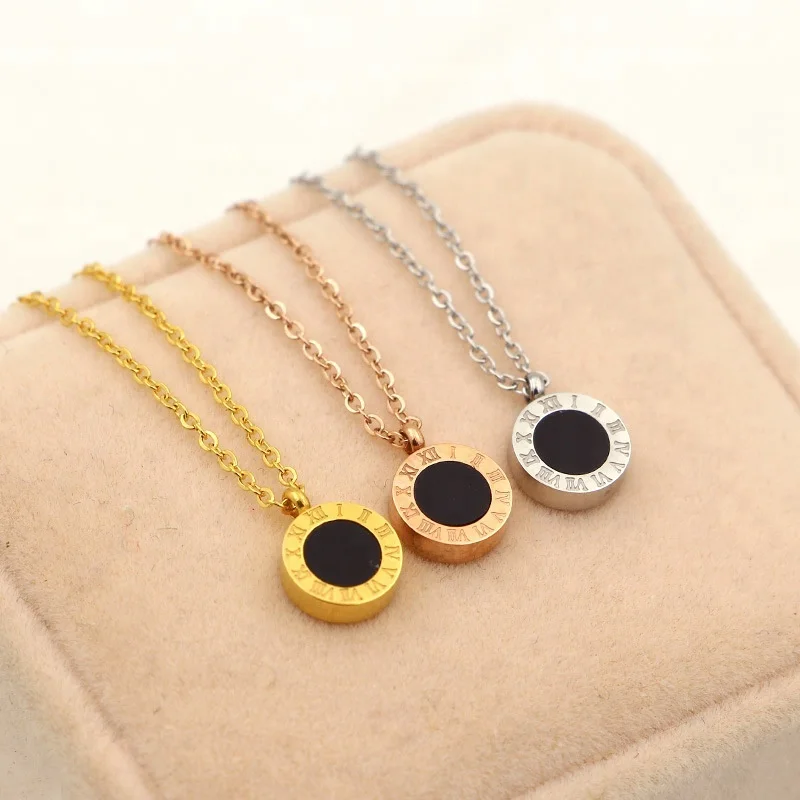Black&White Double Plate Onyx Pendant Necklaces Necklace Wholesale