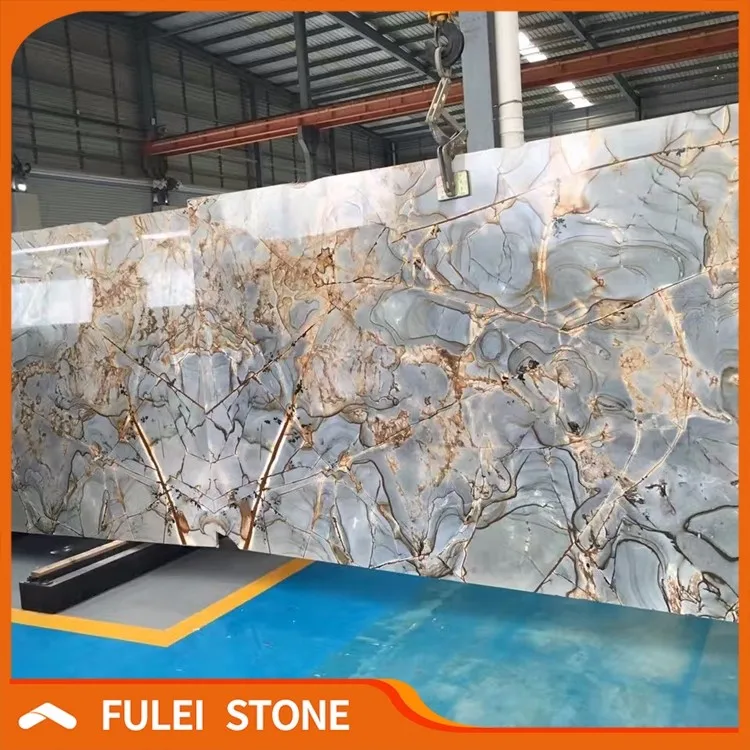 Exotic brazilian natural azul roma imperiale quartzite granite slabs