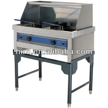 HEF-212 2 tank 2 basket kfc automatic deep electric fryer with shelf