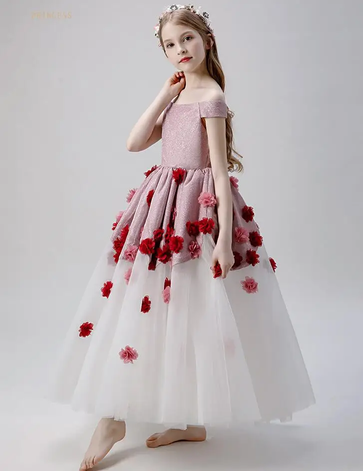 2019 factory price kids girl fashion korean party dress good quality elegant beautiful flower big girls party dress