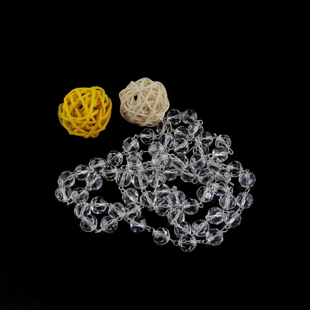 10mm crystal faceted beads ball chain+silvery pin for wedding party christmas tree diy glass strand garlands