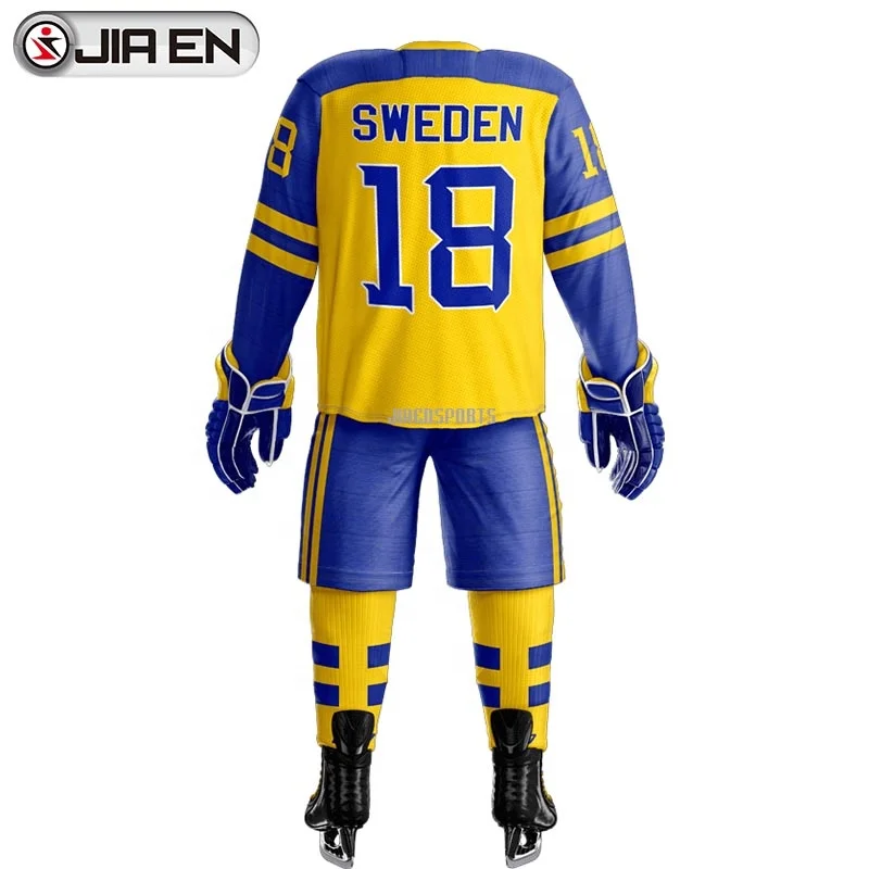 Team sweden hockey jersey wholesale sublimated  ice hockey jersey