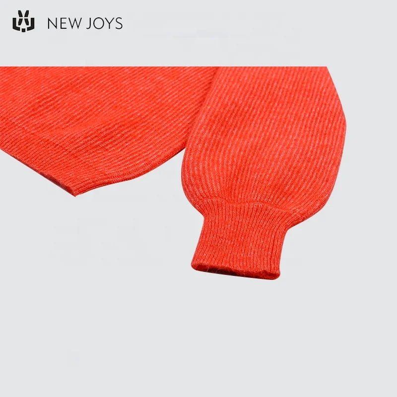 OEM supplier high end oversized long sleeve solid knitted fashion crewneck ribbed custom logo wool mohair sweater