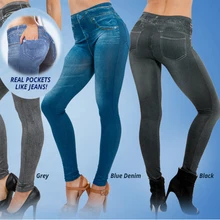 2015 hot selling women’s legging blue and black jean girls jeggings with 2 real pockets FREE SHIPPING