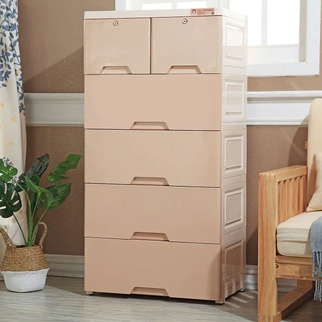 
Extra Large Size Rainbow Panel Baby Plastic Drawer Cabinet 