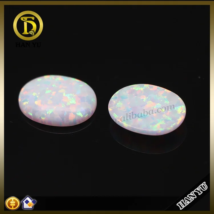 Synthetic #OP17 white cabochon oval shape 8*10mm cabochon opal stone price
