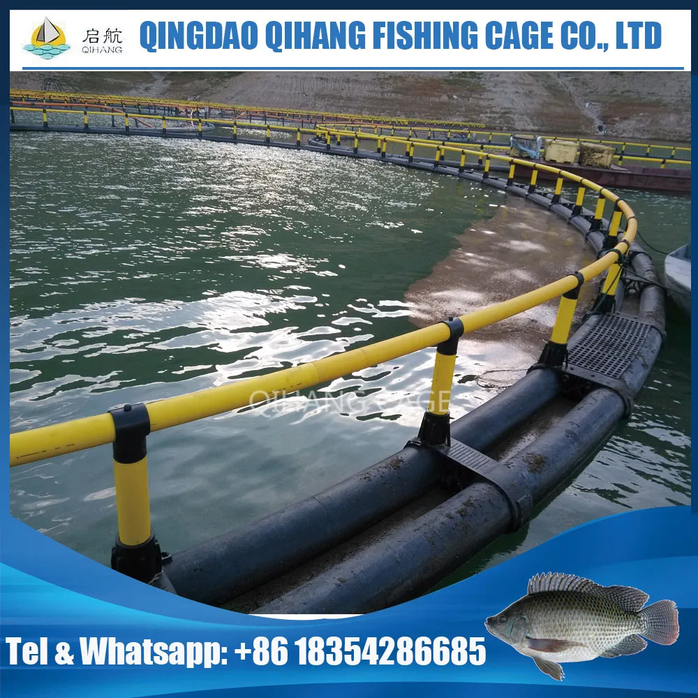 Circular cages for off-shore fish growing, fish farming in the sea