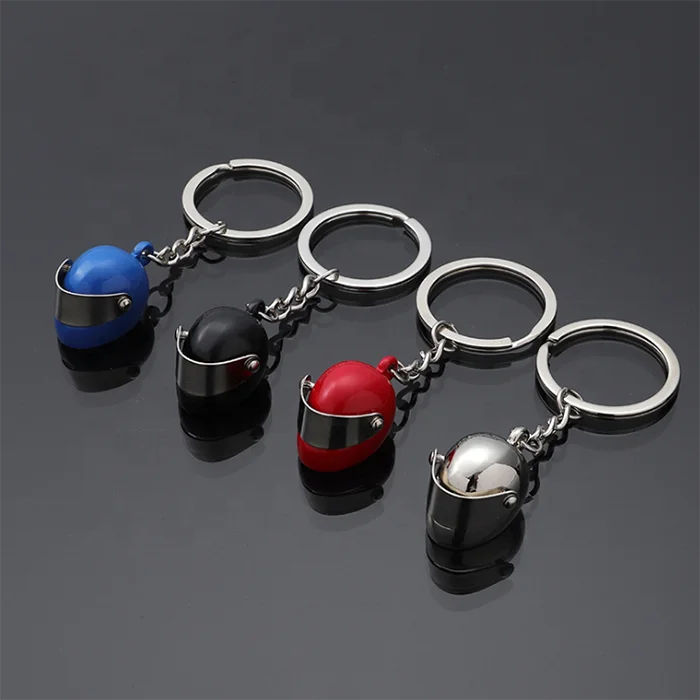Customized cheap pure blank metal 3D helmet keychains with company logo