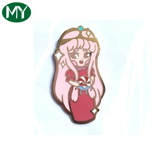 China manufacturers pink girl custom lapel pins hard enamel