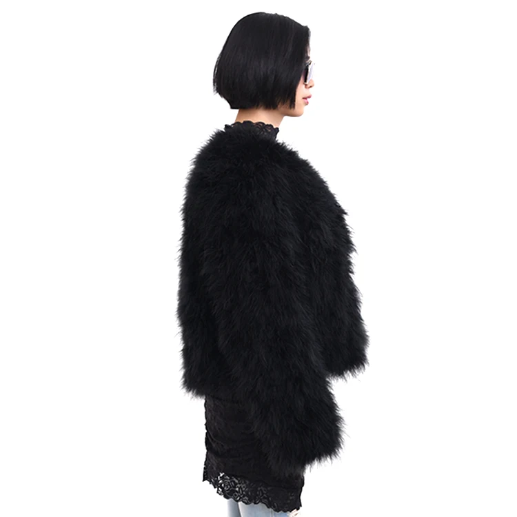 Fashion Styles Real Feather Jacket for Women Trendy Style Thick Turkey Fur Coat