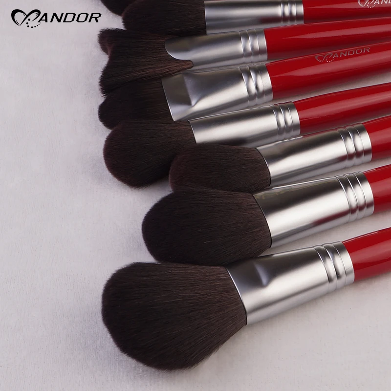 15pcs Red Private label  Make-up Brush Set cleaner Beauty Skin Care   Tools Kit  Foundation blush brushes   black silver