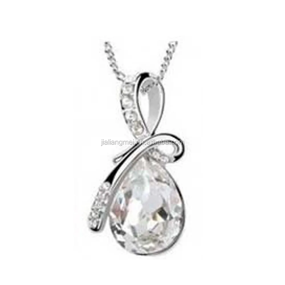 2015 China Wholesale blue Necklace Chain High Quality crystal silver jewelry necklace made of yiwu