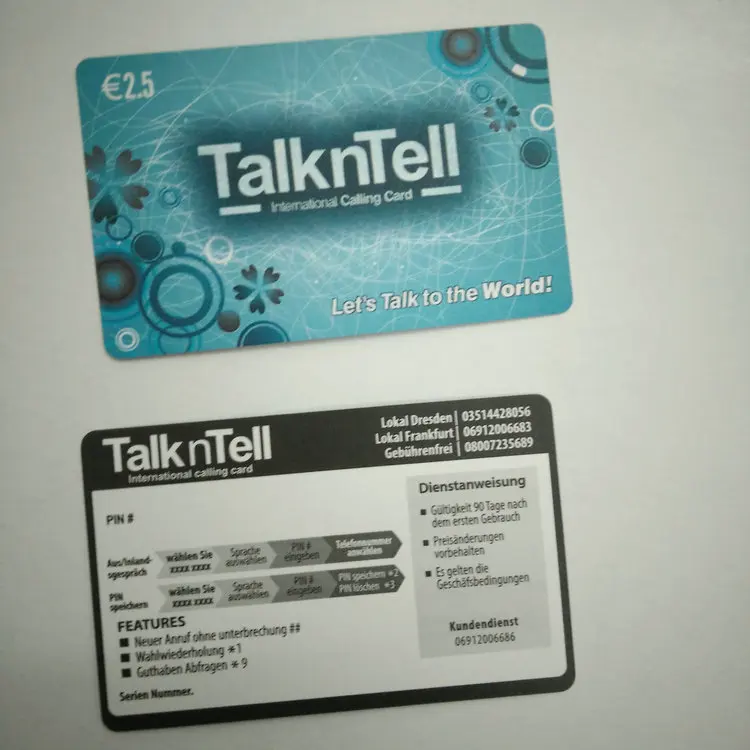 
Prepaid top-up phone calling card 