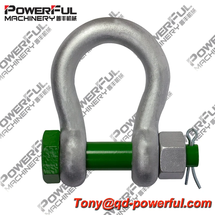 US Type G2130 Drop Forged Zinc Plated Electric Galvanized Bolt Type Safety Anchor Bow Shackle