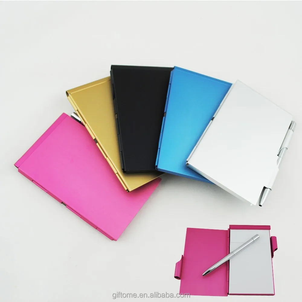 Promotional aluminum mini metal cover pocket notebook with pen
