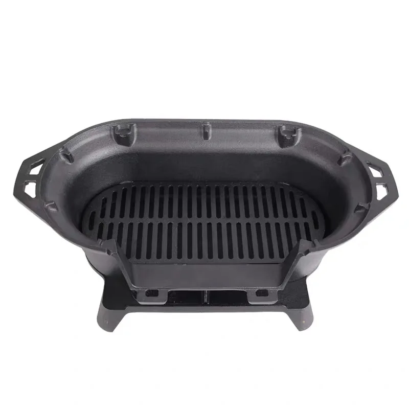 Cast Iron Portable Outdoor BBQ Grill Small Camping Charcoal Barbecue Grill