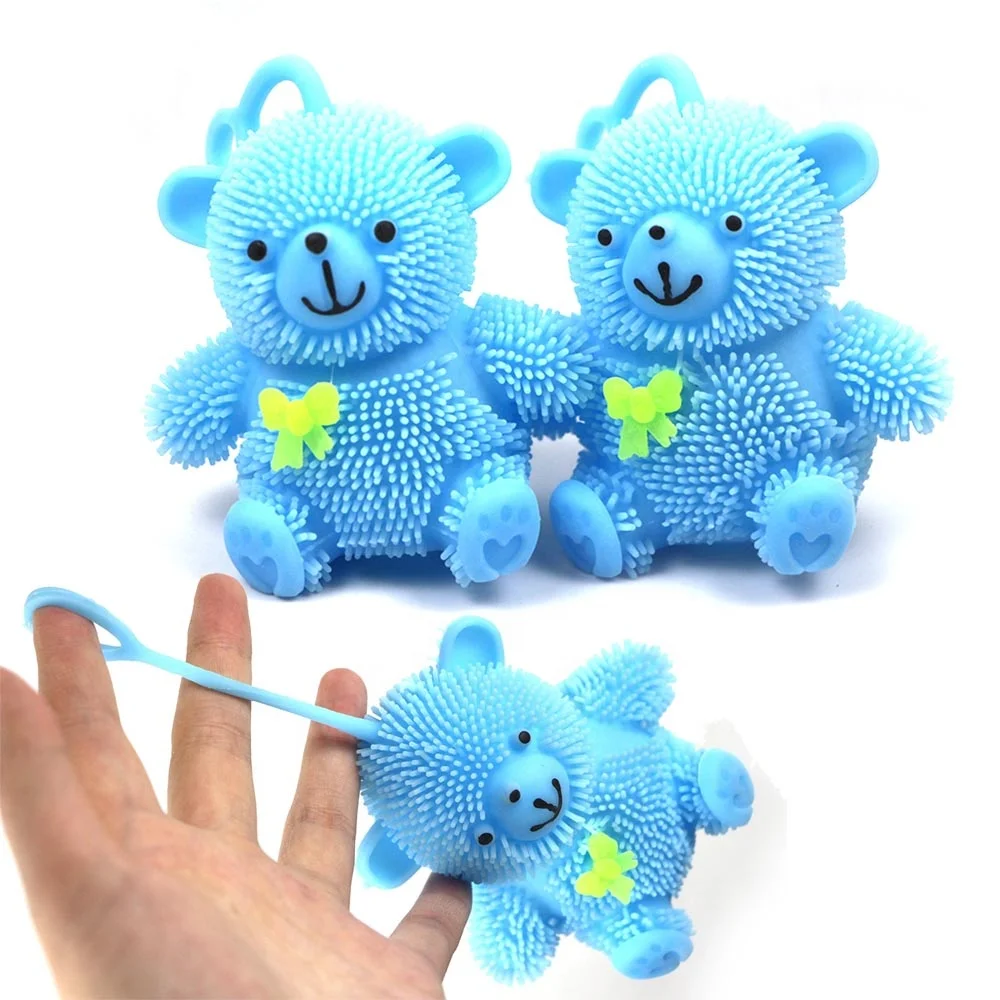 
Healthy puffer ball stress relief blue tpr soft teddy bear toy 