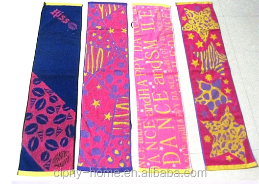 
China best quality yarn dyed double terry jacquard cotton sport towel hand towel face towel 