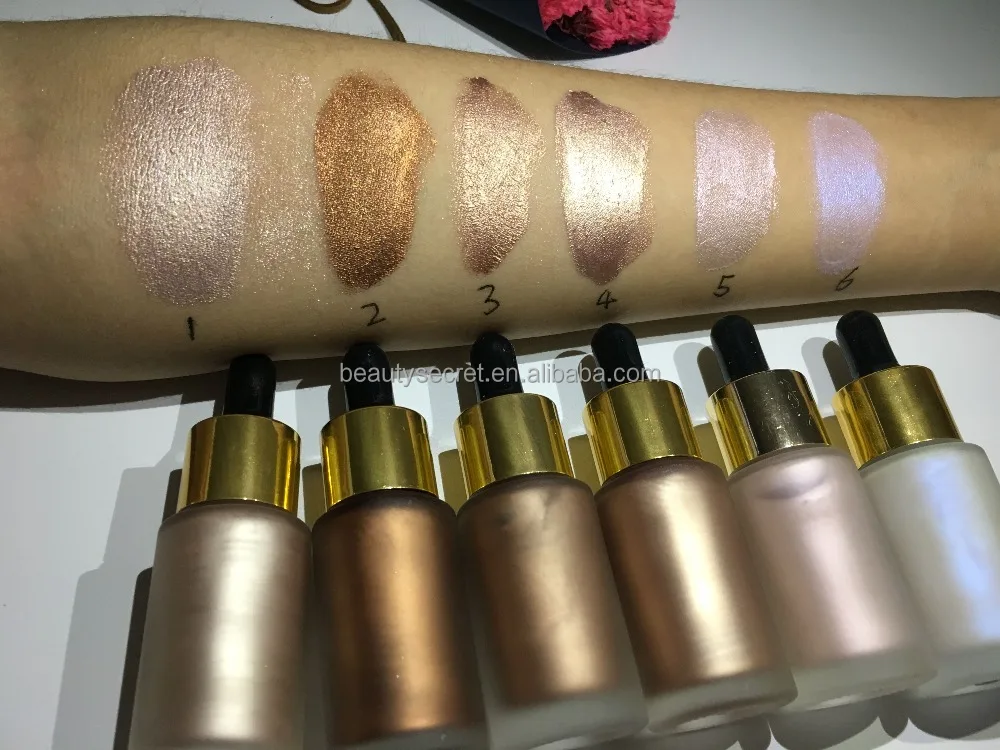 6 color Beauty secret liquid highlighter makeup private label liquid illuminator drop make up for face cosmetic