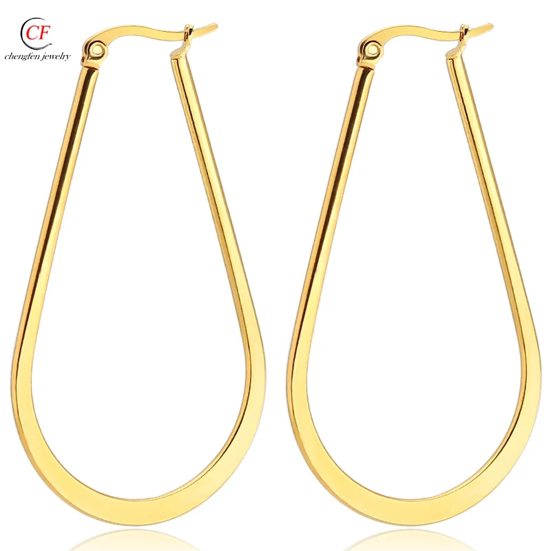 Chengfen stainless steel gold plated U shape clip new design earrings fancy