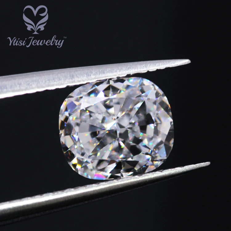 Girdle faceted strong color and fire loose moissanite stone long cushion crushed ice cut moissanite price
