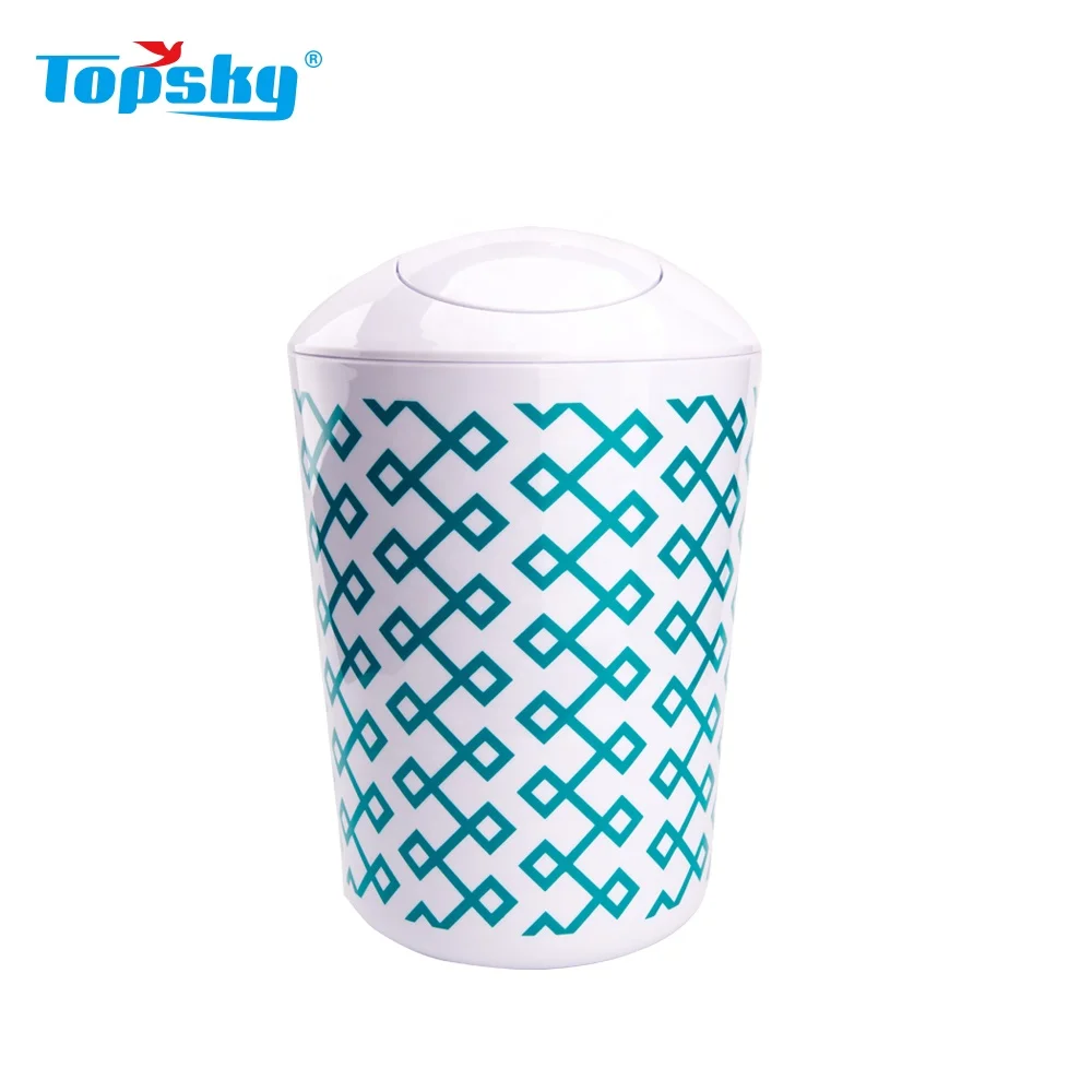 Plastic trash can with lid  and colorful bathroom kitchen living room garbage bin