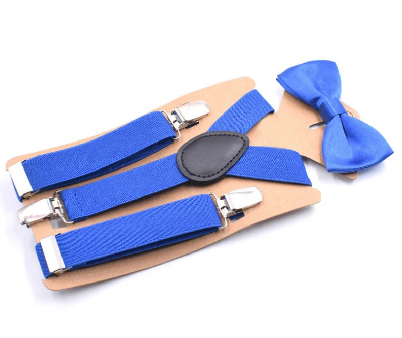 Fashion Kids Solid Color Clips Suspenders Elastic Braces Suspenders With  Bowtie