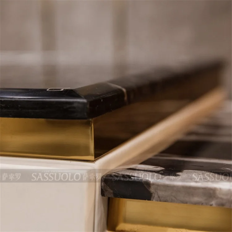 
Sassuolo best-selling Postmodern Design Stainless Steel Leather Marble sideboard 