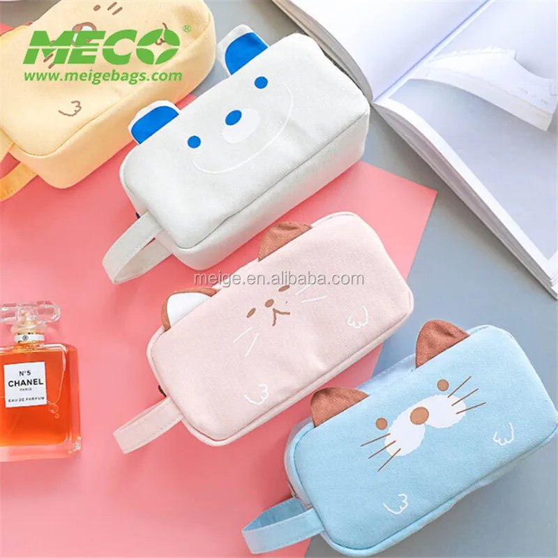 Простые холщовые Пеналы, большой мультяшный пенал, милые вместительные сумки для ручек